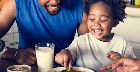 Family enjoying eating healthily together